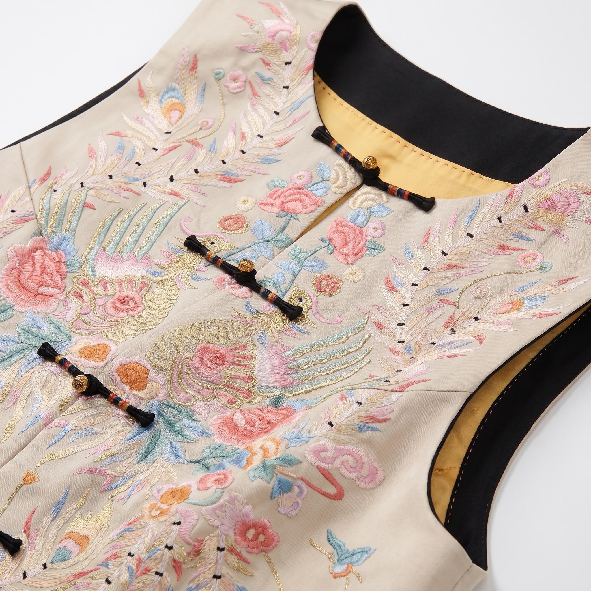 凤凰满秀图马甲 Phoenix Embroidered Vest - Image 5