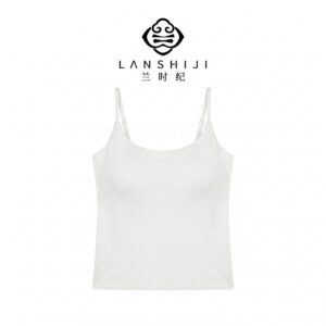 Alternative view of LAN SHI JI （黑白）莱赛尔亚麻吊带 Lyocell linen camisole (black/white）
