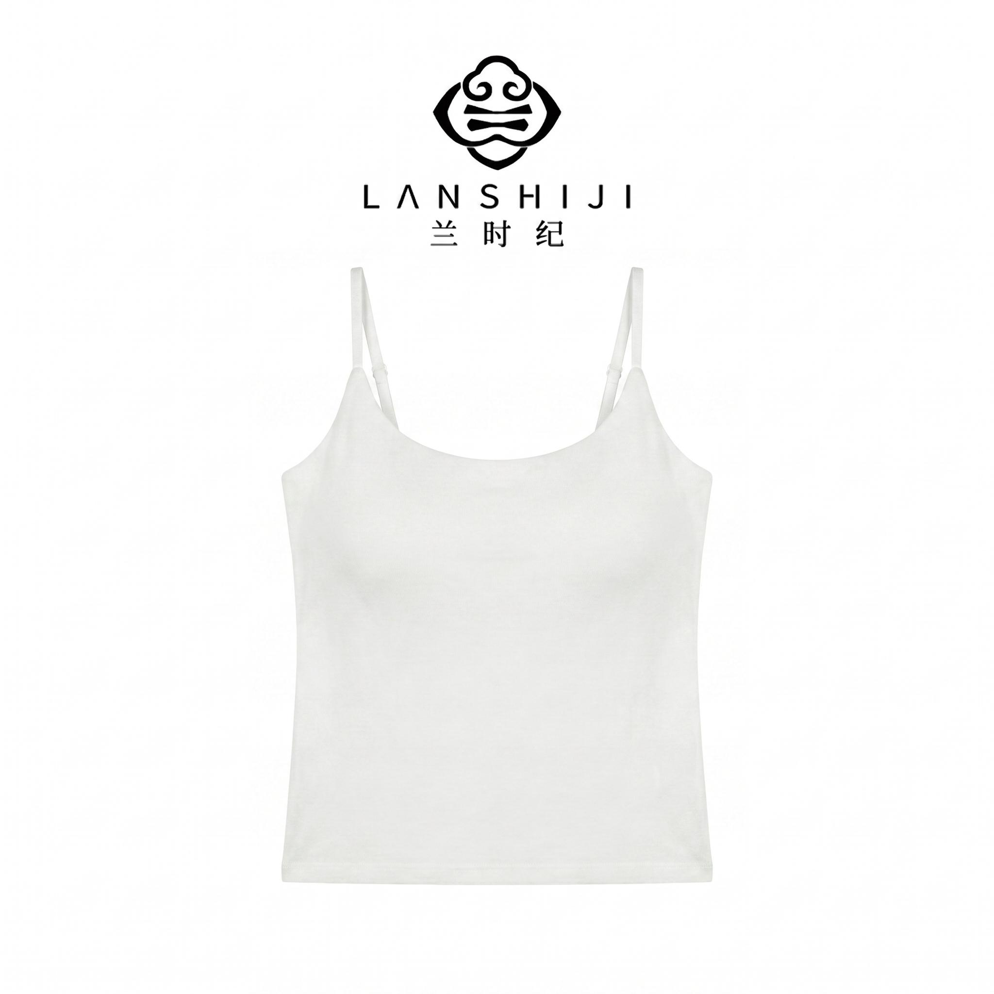 LAN SHI JI (黑白)莱赛尔亚麻吊带 Lyocell linen camisole (black/white) - Image 2