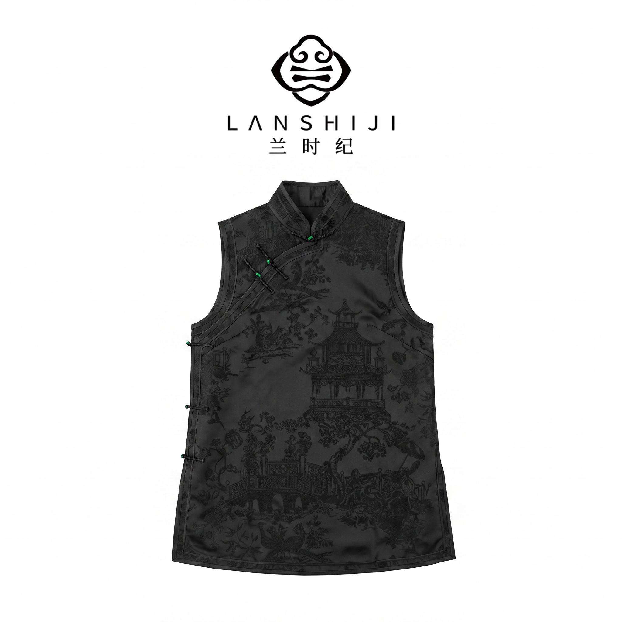 本色绣偏襟马甲 Natural Embroidered Wrap Vest