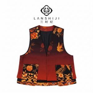 香云纱65姆米玫瑰凤吊带马甲 65 Momme Xiangyunsha Rose Phoenix Vest