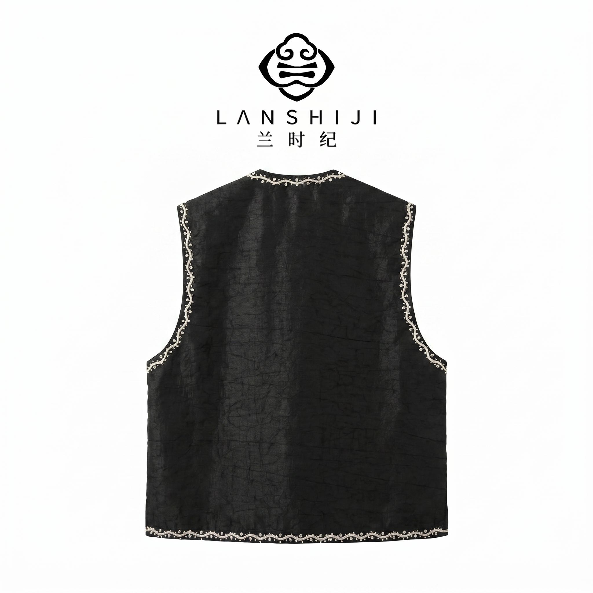香云纱刺绣马甲 Xiang yun sha Embroidered Vest - Image 2