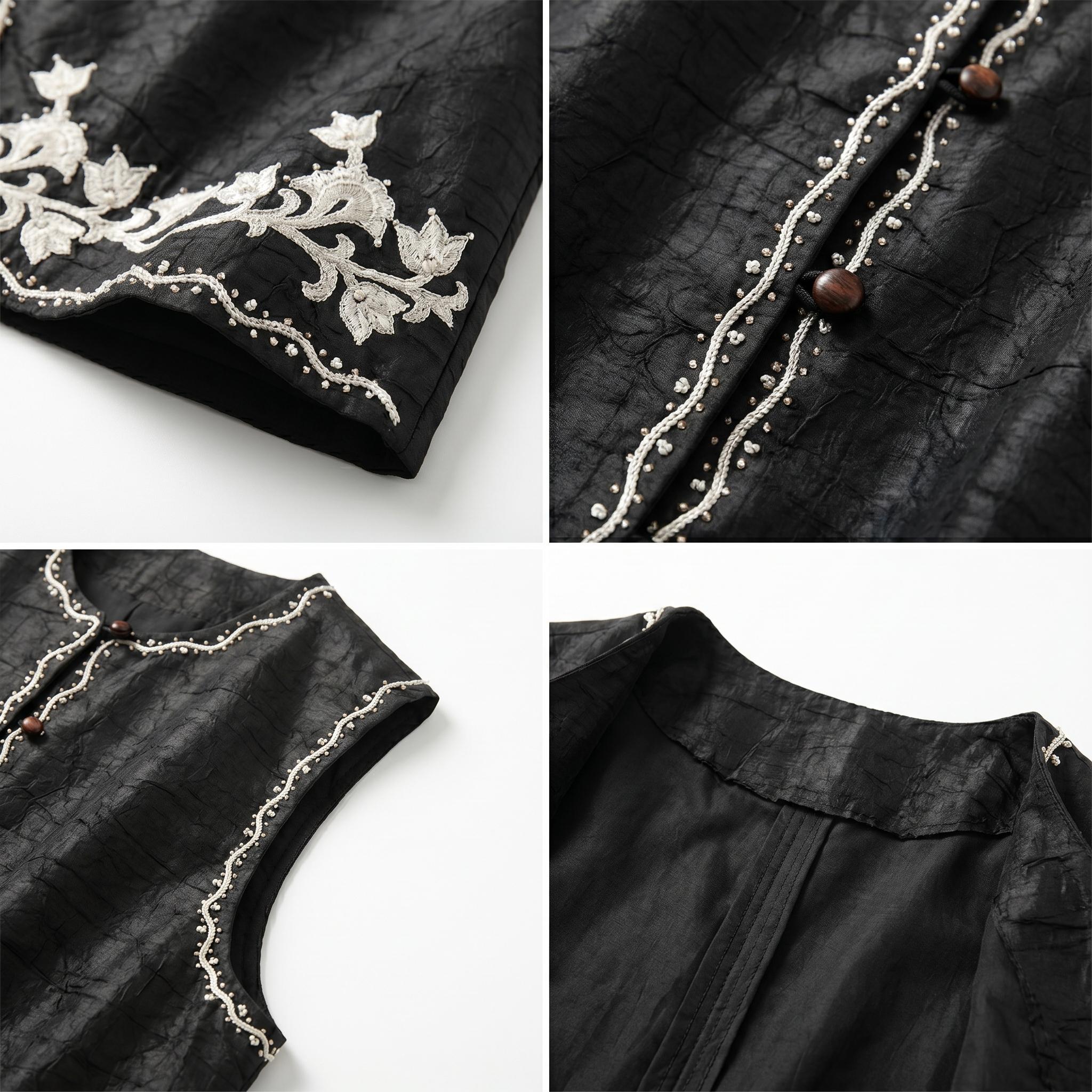香云纱刺绣马甲 Xiang yun sha Embroidered Vest - Image 3
