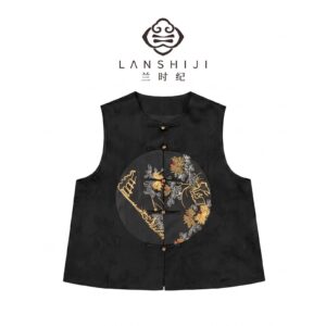 手绣前贴花马甲 Hand-Embroidered Floral Vest