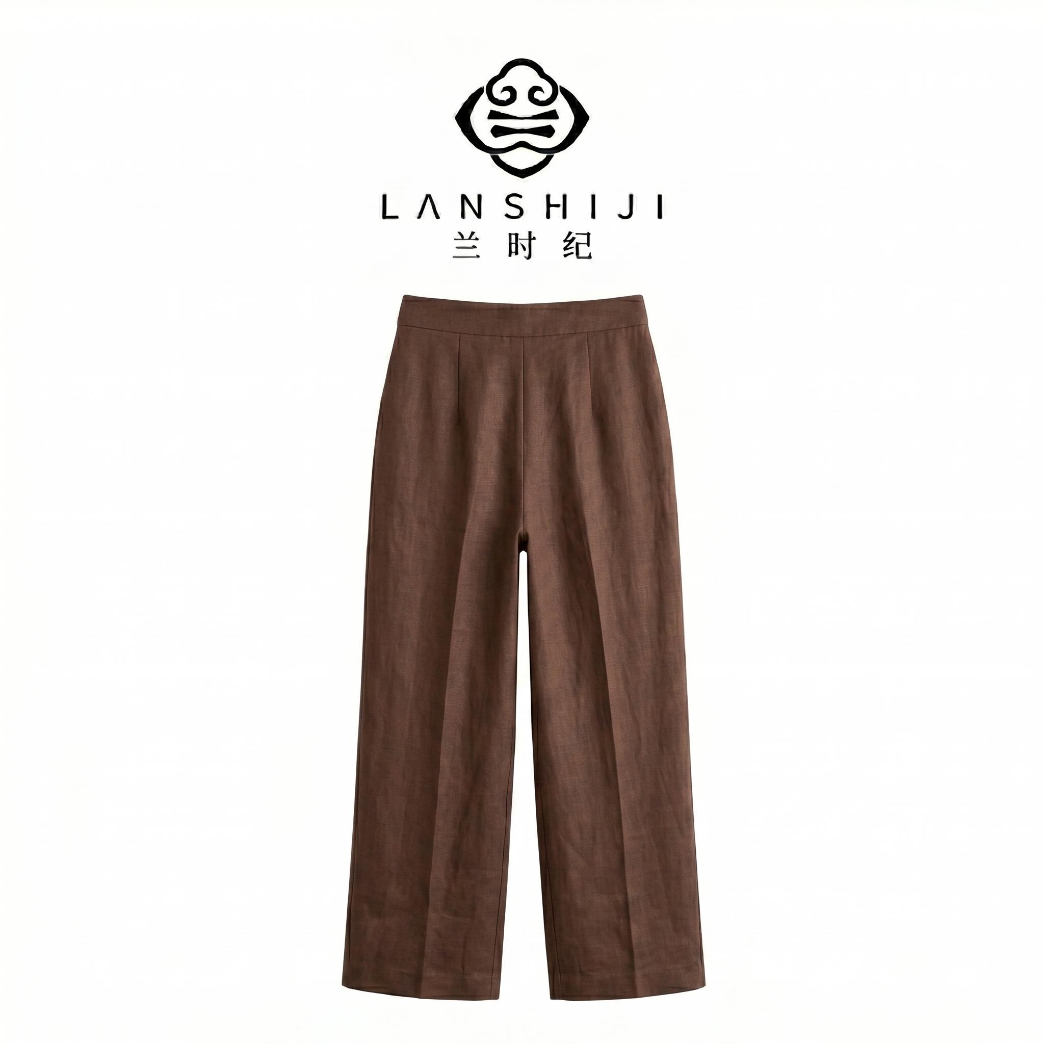 白色/咖色RL亚麻裤 White/Brown RL linen pants - Image 3