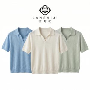 白色/蓝色/绿色 真丝亚麻V领针织衫 White/Blue/Green silk linen V-neck knit sweater