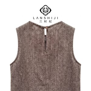 Alternative view of 咖色手摇亚麻上衣 Brown hand-cranked linen top