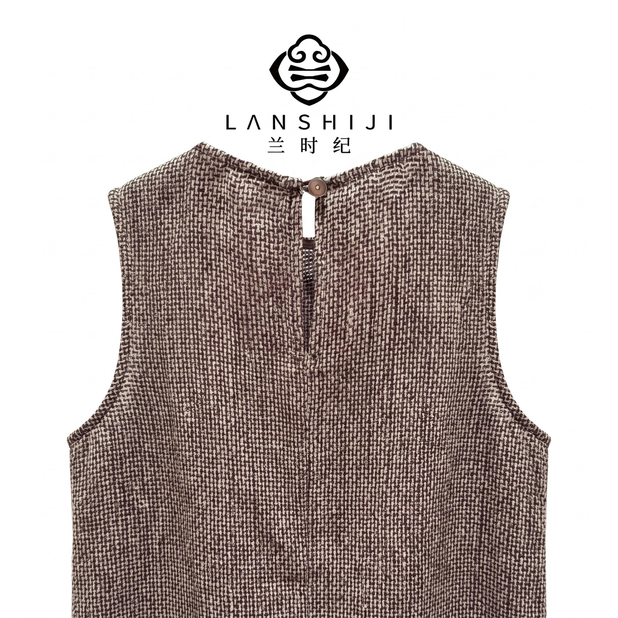 咖色手摇亚麻上衣 Brown hand-cranked linen top - Image 2
