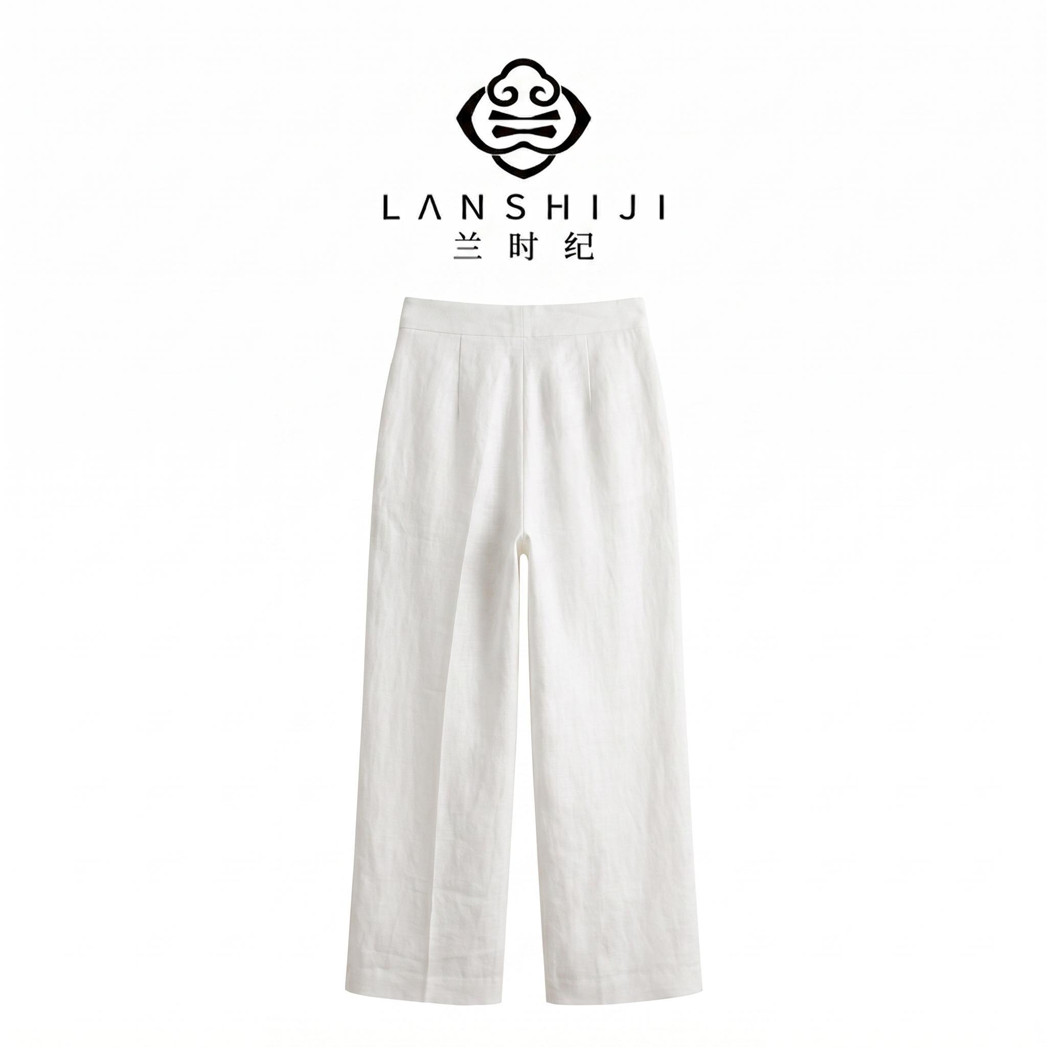 白色/咖色RL亚麻裤 White/Brown RL linen pants - Image 5