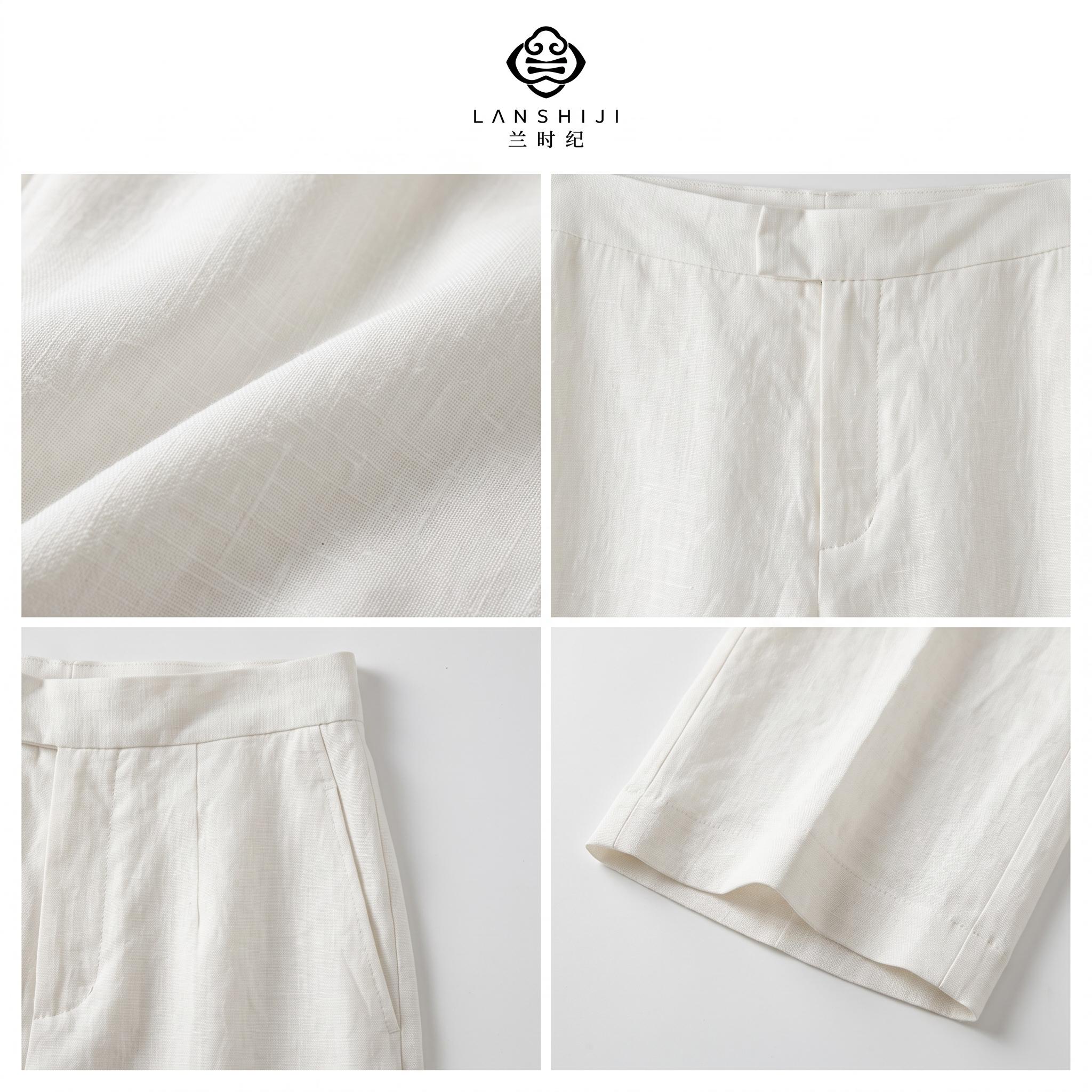 白色/咖色RL亚麻裤 White/Brown RL linen pants - Image 6