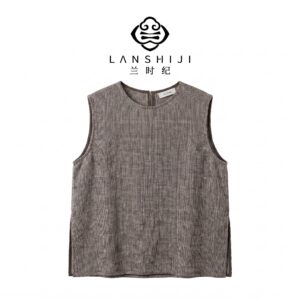 咖色手摇亚麻上衣 Brown hand-cranked linen top