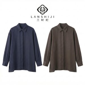 棕色/藏蓝色松弛氛围感衬衣 Brown/Navy Blue relaxed-looking shirt