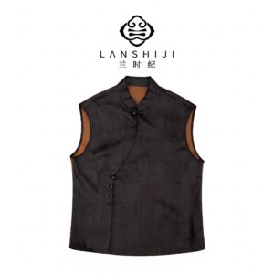 黑色上久楷蝴蝶提花无袖衫 Black Shangjiukai Butterfly Jacquard Sleeveless Shirt