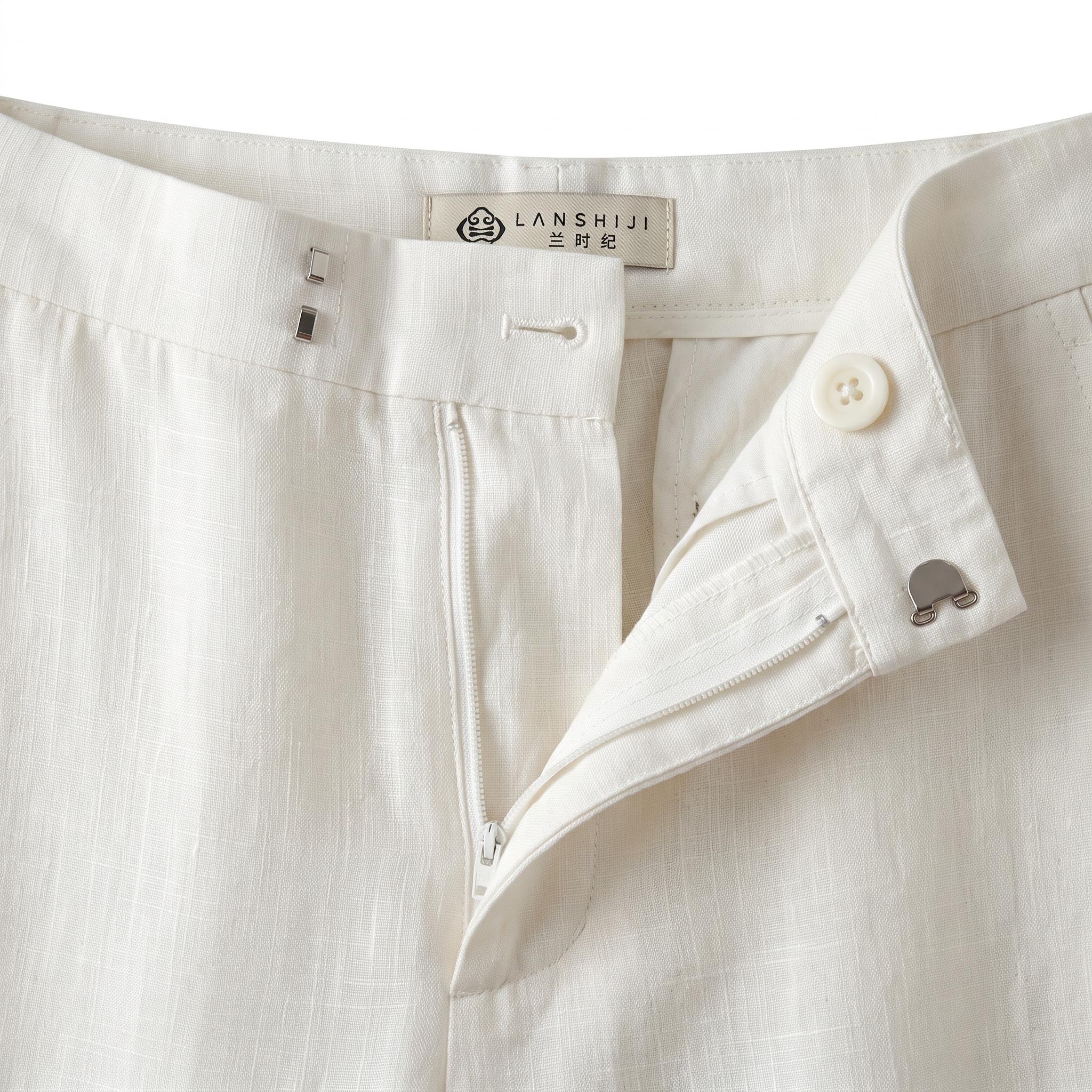 白色/咖色RL亚麻裤 White/Brown RL linen pants - Image 7