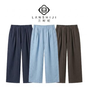 藏蓝色/棕色/蓝色松弛氛围感裤子 Navy Blue/Brown/Blue relaxed-looking pants