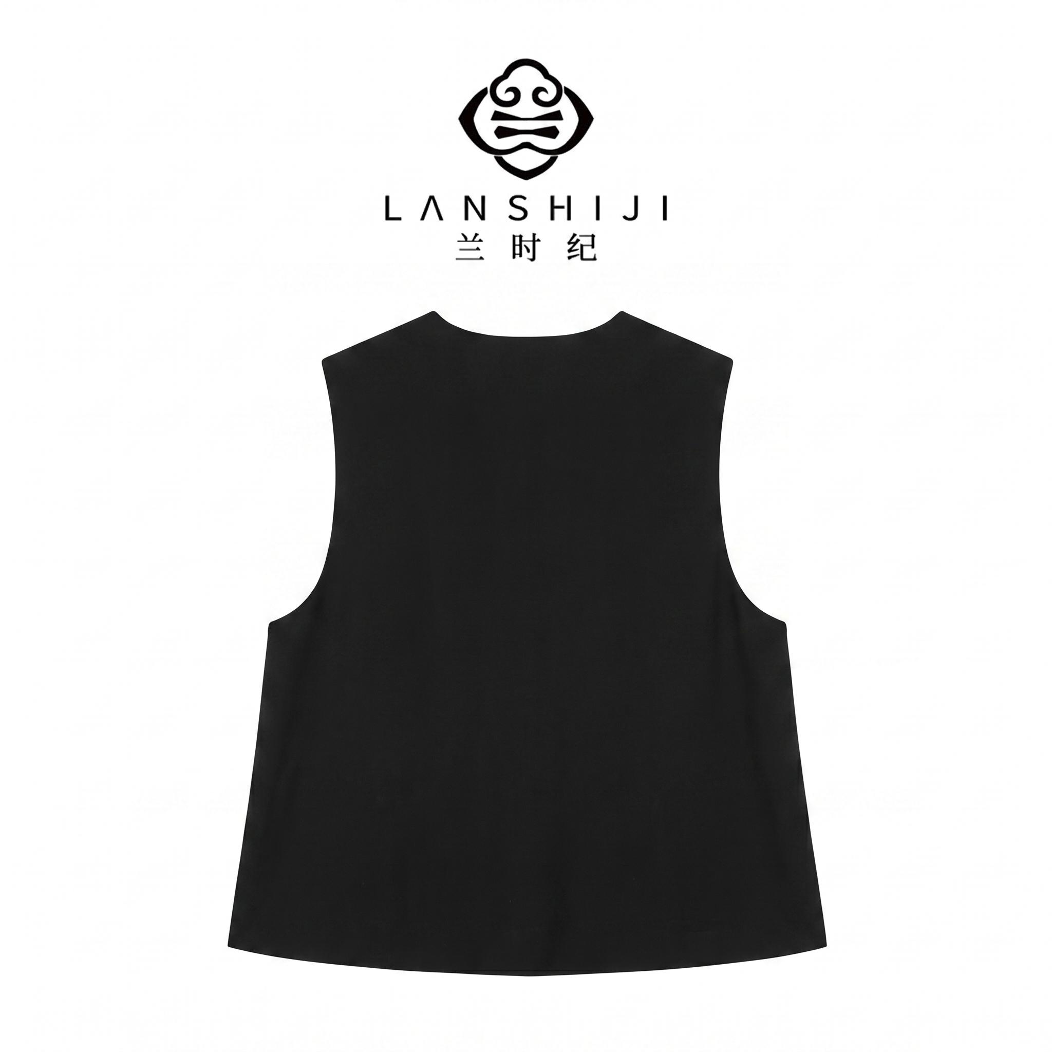 黑/白色欧根纱串珠背心 Black/White Organza Beaded Vest - Image 5