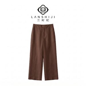 Alternative view of 白色/咖色RL亚麻裤 White/Brown RL linen pants