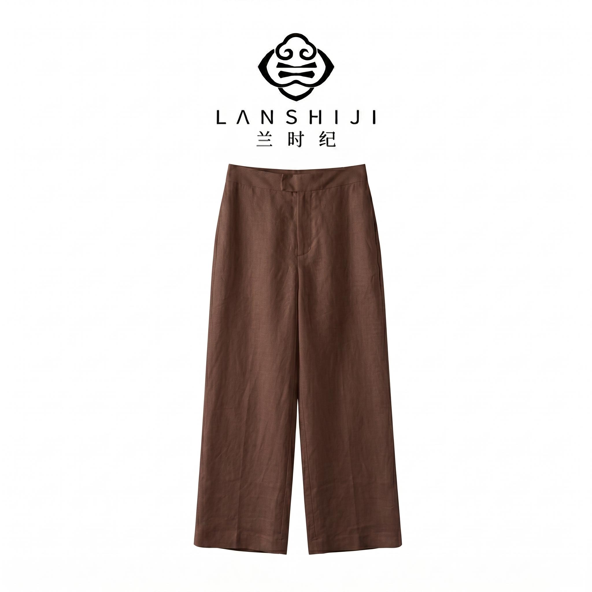 白色/咖色RL亚麻裤 White/Brown RL linen pants - Image 2