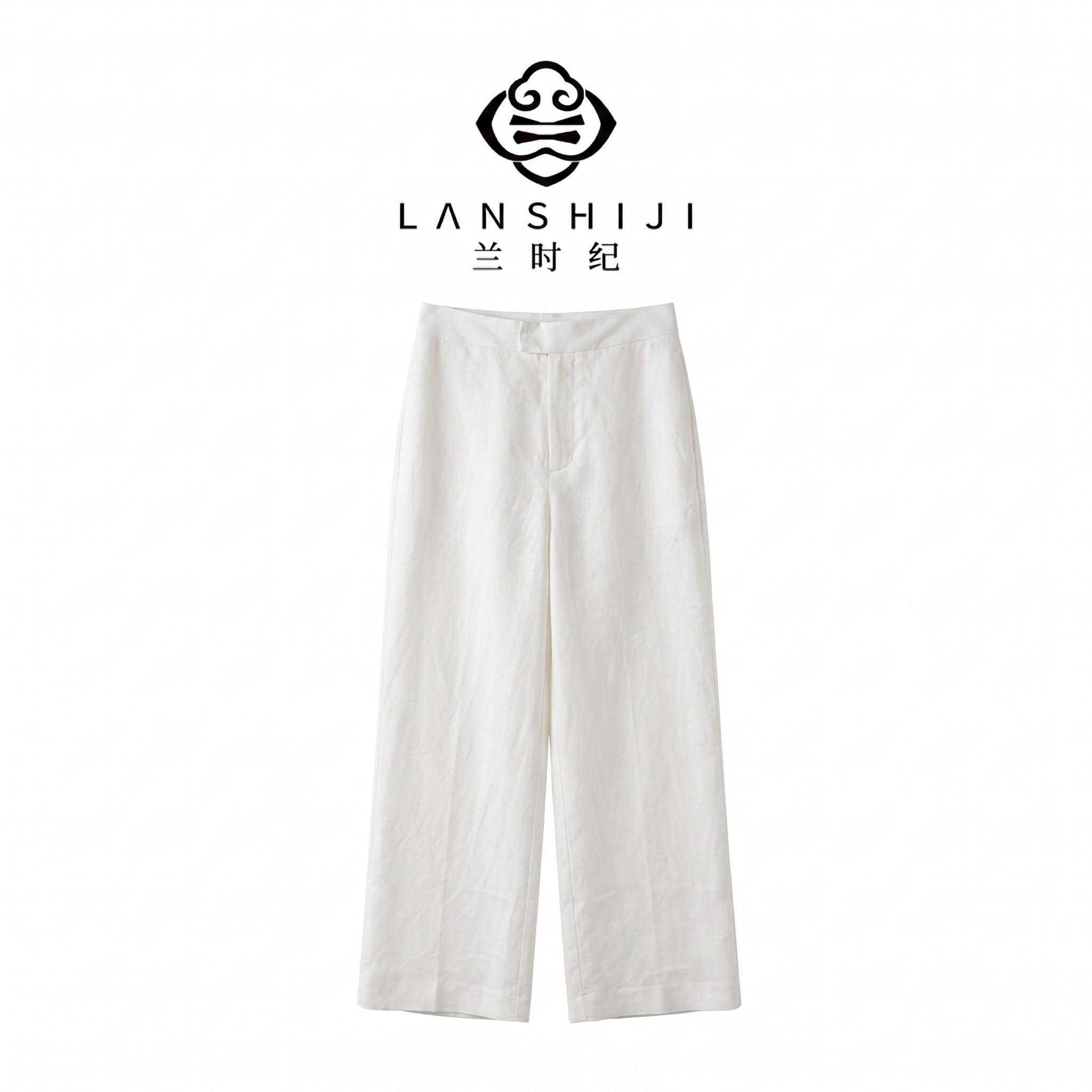 白色/咖色RL亚麻裤 White/Brown RL linen pants - Image 4