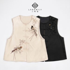 黑/白色欧根纱串珠背心 Black/White Organza Beaded Vest