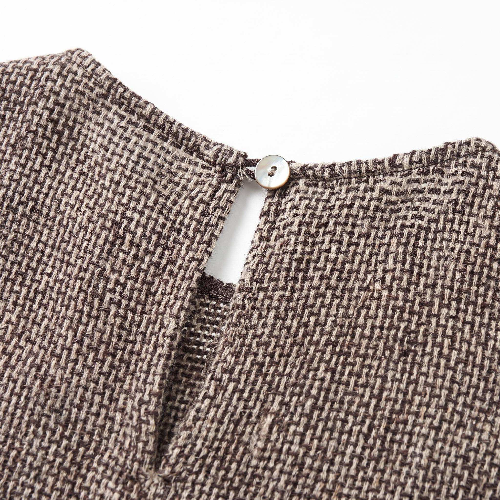 咖色手摇亚麻上衣 Brown hand-cranked linen top - Image 3