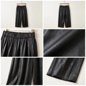Alternative view of 黑色素平缎龟灯笼裤 Black Plain satin turtle lantern pants